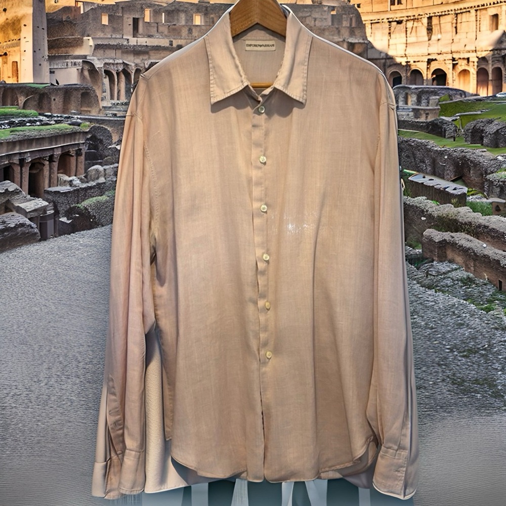 Emporio Armani linen shirt - well worn - good shape but could use a minor repair